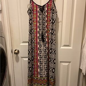 Magic Black and Pink Patterned Maxi Dress